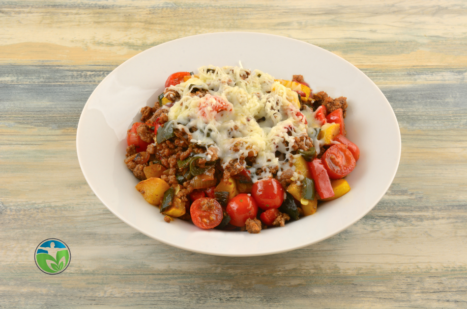 GROUND BEEF WITH ROASTED EGGPLANT